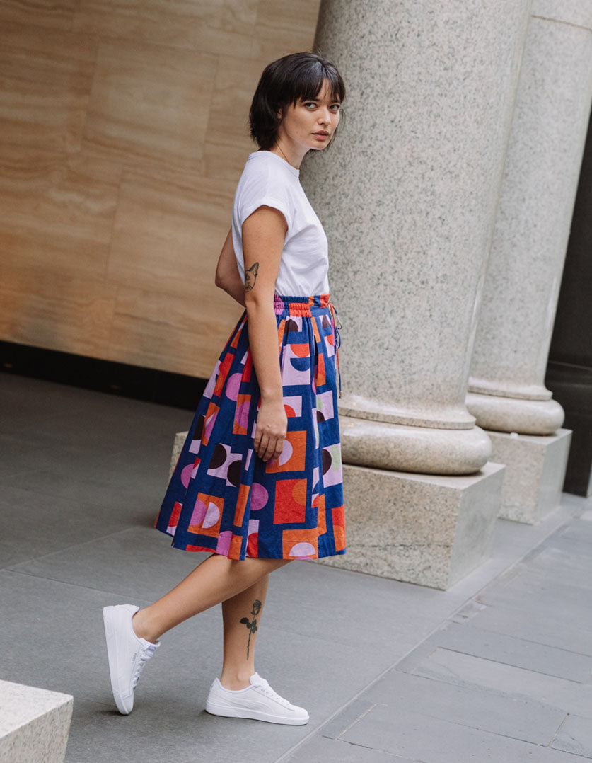 Kathleen Skirt Just Pretend Blue in Linen