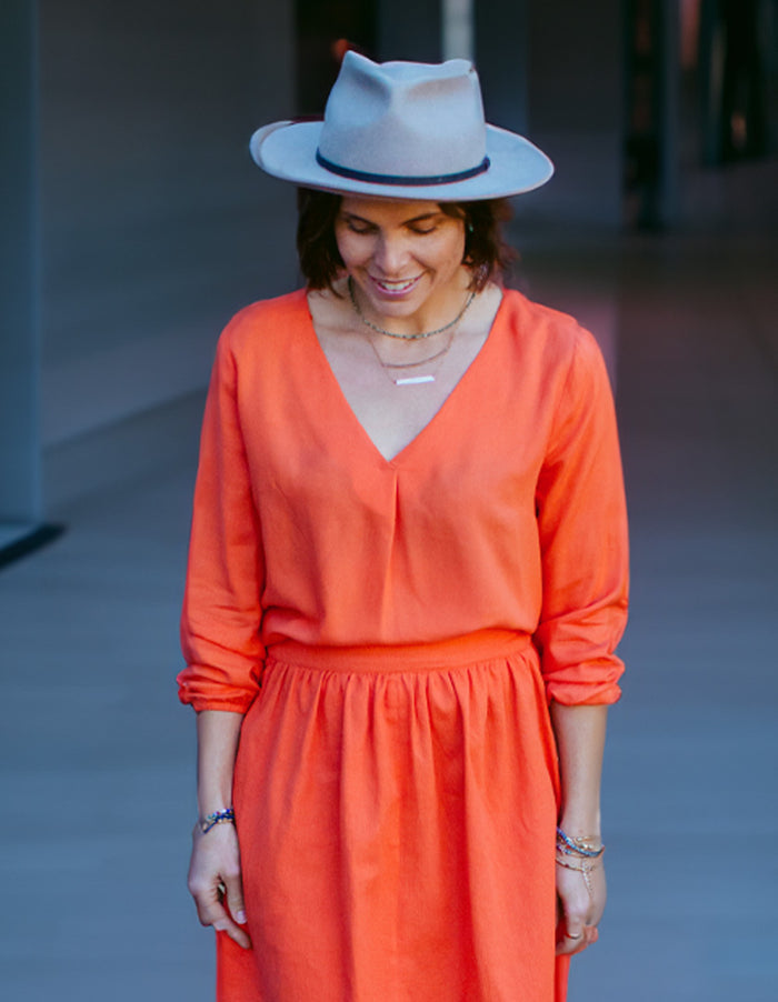 DEVOI Everleigh blouse - B Orange. Front view