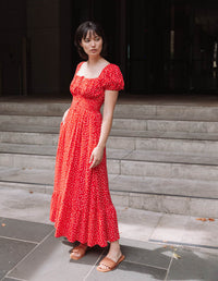 Keira Dress Dotty Red in Modal Crepe